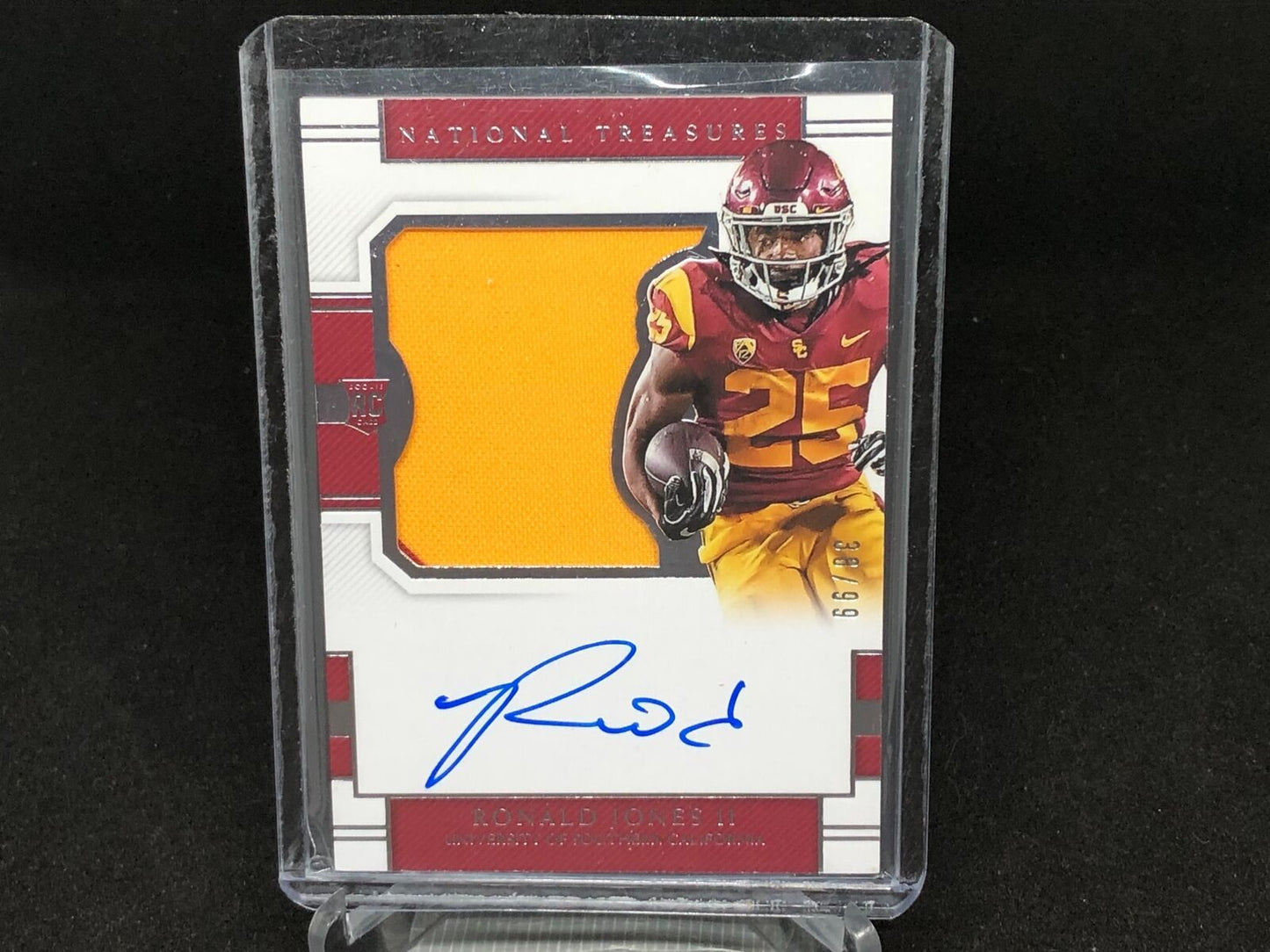 RONALD JONES II 2019 PANINI NATIONAL TREASURES PATCH ON CARD AUTO RC #D 38/99