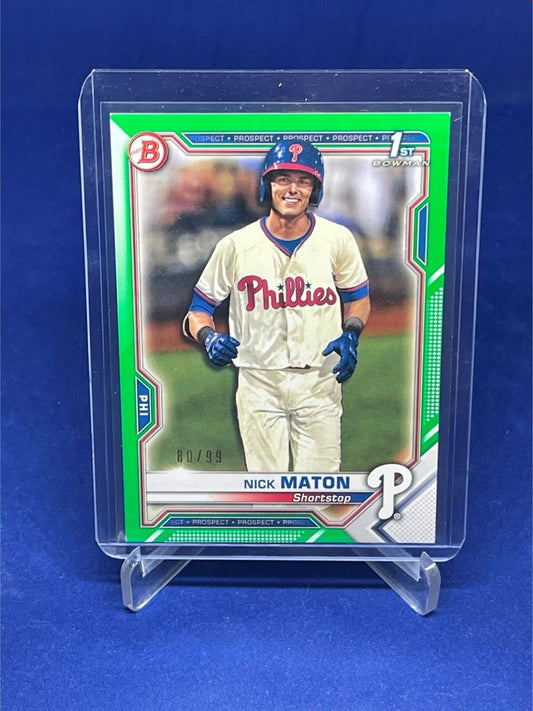 NICK MATON 2021 TOPPS BOWMAN 1ST PROSPECT GREEN #D 80/99