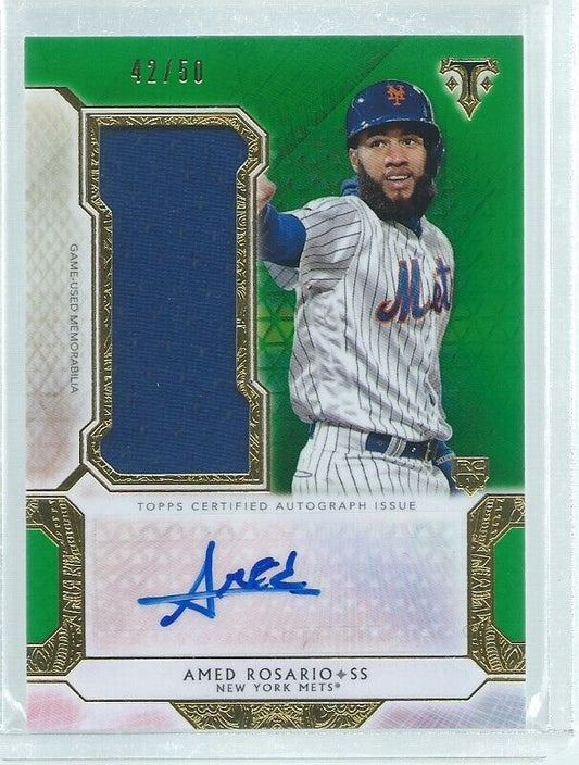 AMED ROSARIO 2018 TOPPS TRIPLE THREADS JERSEY AUTO GREEN ROOKIE RC #D 42/50