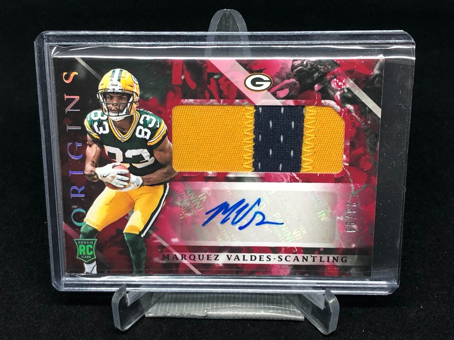 MARQUEZ VALDES SCANTLING 2018 PANINI ORIGINS RED 2 CLR PATCH AUTO RC #D 23/99