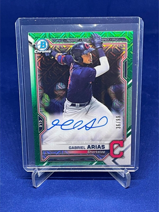GABRIEL ARIAS 2021 TOPPS BOWMAN CHROME GREEN MEGA BOX REFRACTOR AUTO #D 36/99