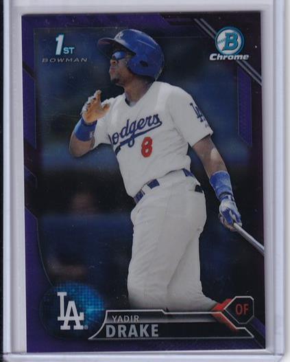 YADIR DRAKE 2016 BOWMAN CHROME PURPLE REFRACTOR 1ST PROSPECT #D 089/250