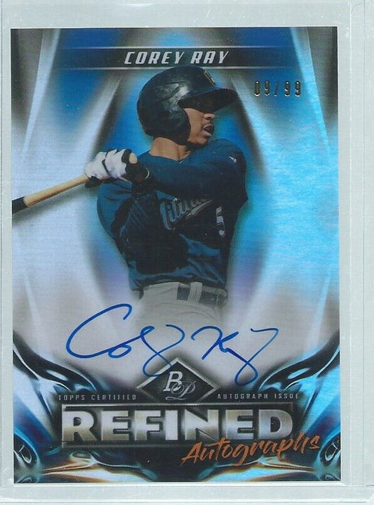 COREY RAY 2019 BOWMAN PLATINUM REFINED ON CARD AUTO #D 9/99
