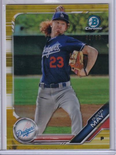 DUSTIN MAY 2019 BOWMAN CHROME PROSPECT GOLD REFRACTOR #D 41/50