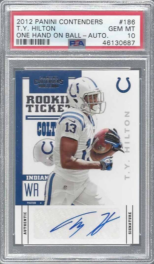 T.Y. HILTON 2012 CONTENDERS ROOKIE TICKET TRUE RC AUTO #186 PSA 10 GEM MINT