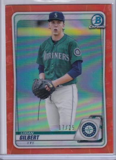 LOGAN GILBERT 2020 BOWMAN CHROME PROSPECT ORANGE REFRACTOR #D 17/25