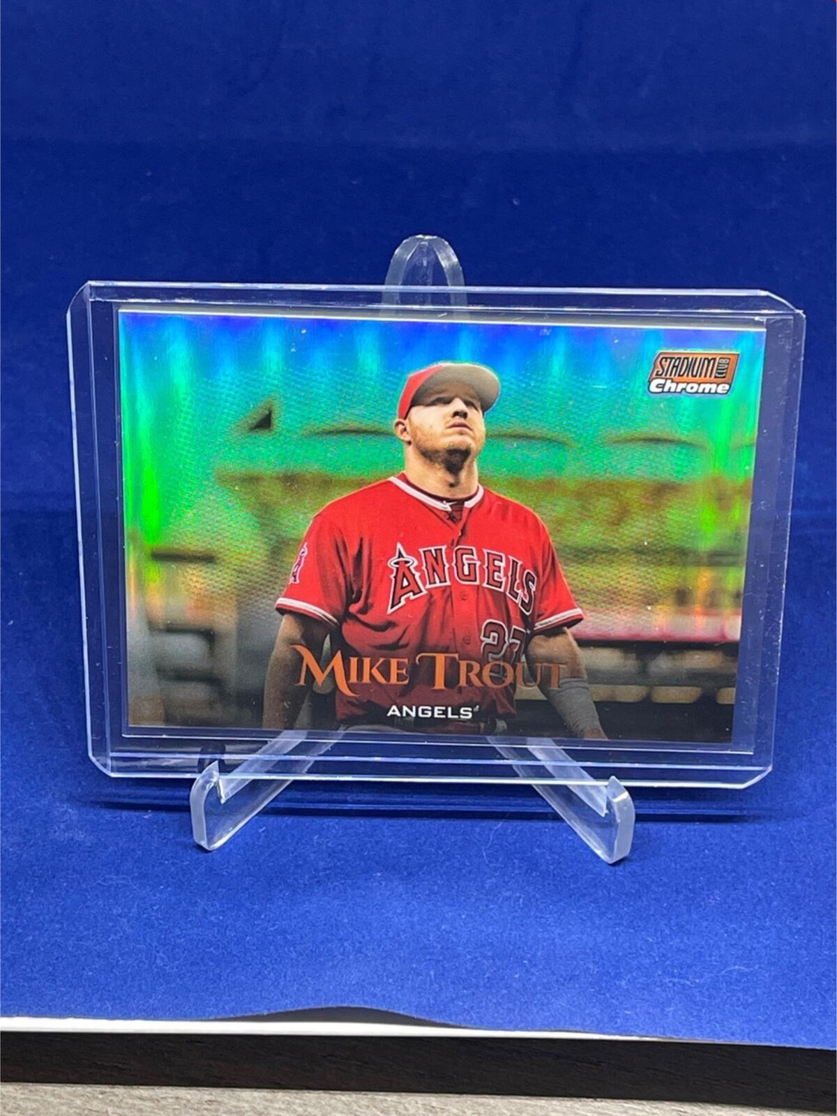 MIKE TROUT 2019 TOPPS STADIUM CLUB CHROME ORANGE REFRACTOR #D 66/99