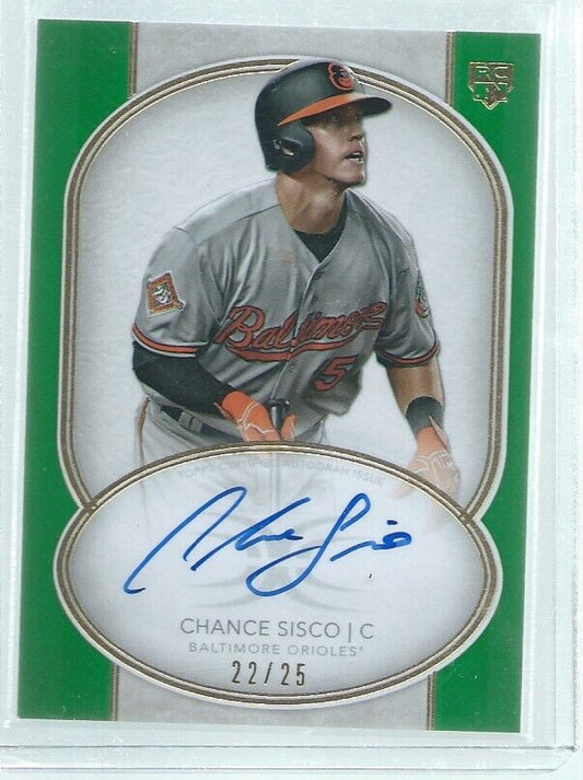 CHANCE SISCO 2018 TOPPS DEFINITIVE COLLECTION ON CARD AUTO GREEN RC #D 22/25