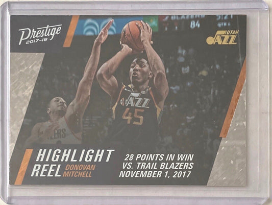 DONOVAN MITCHELL 2017-18 PANINI PRESTIGE HIGHLIGHT REEL RAIN ROOKIE RC #10