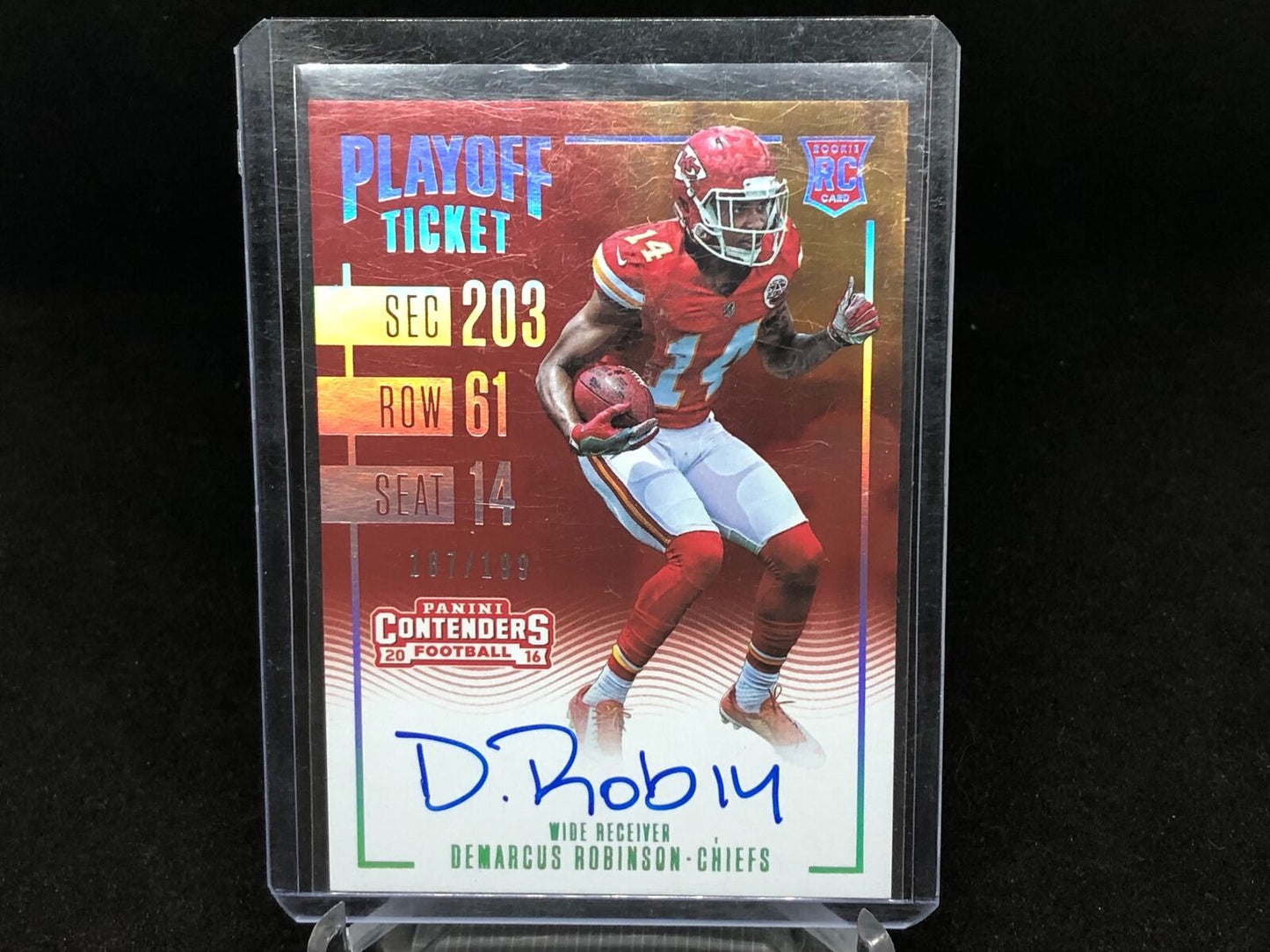 DEMARCUS ROBINSON 2016 CONTENDERS PLAYOFF TICKET ON CARD AUTO RC #D 187/199