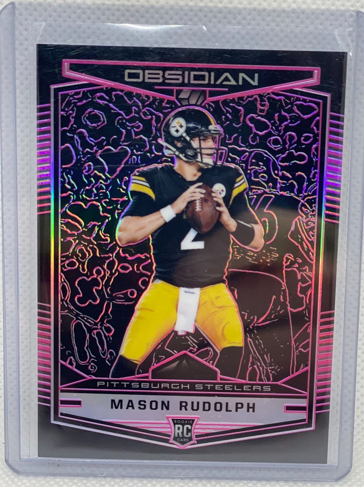 MASON RUDOLPH 2018 PANINI OBSIDIAN ELECTRIC ETCH PURPLE PRIZM ROOKIE RC #D 44/75