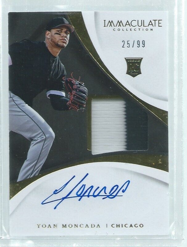YOAN MONCADA 2017 IMMACULATE 2 COLOR PATCH AUTO ROOKIE RC #D 25/99