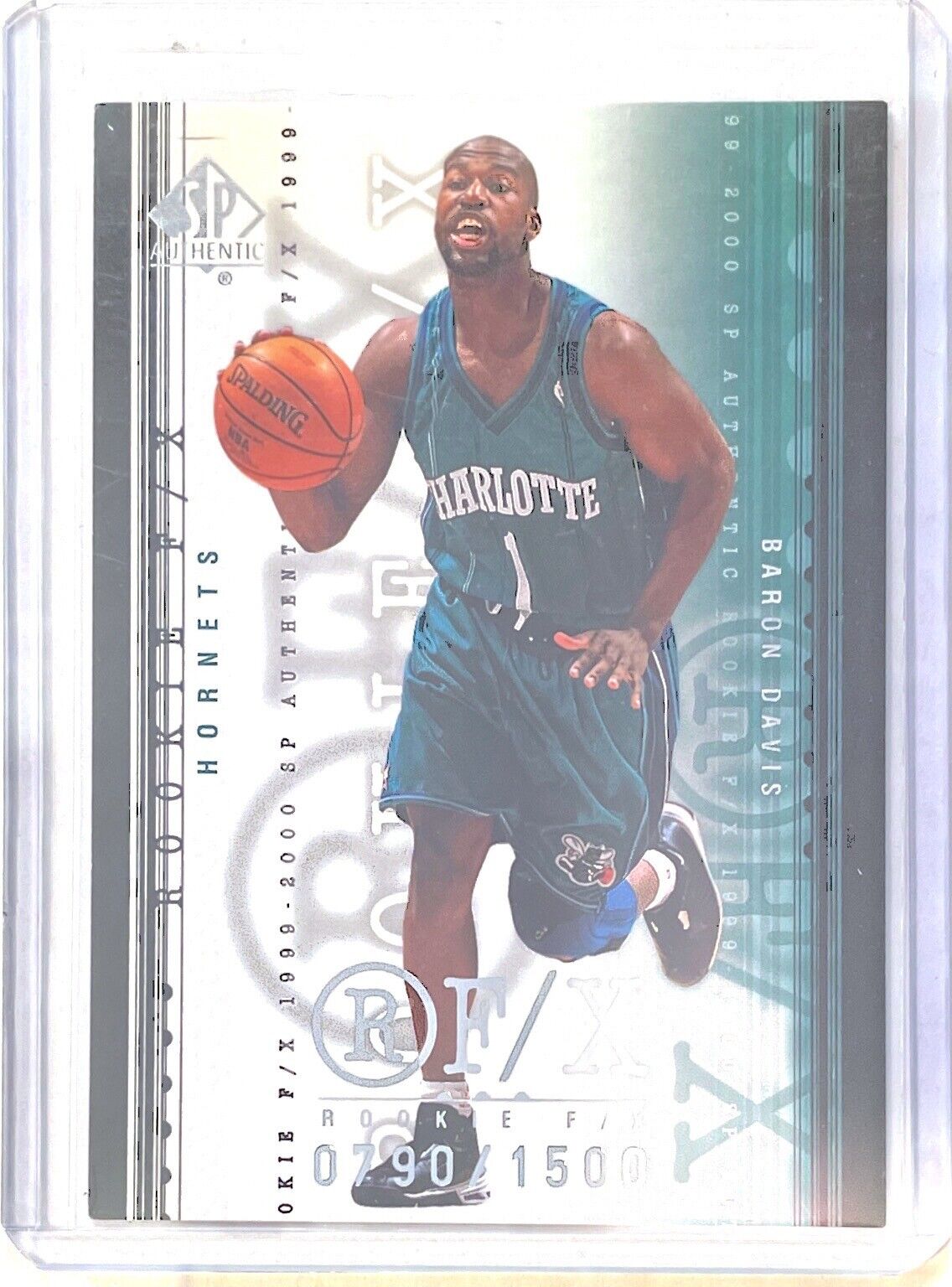 BARON DAVIS 1999-00 UPPER DECK SP AUTHENTIC RFX ROOKIE RC #D /1500