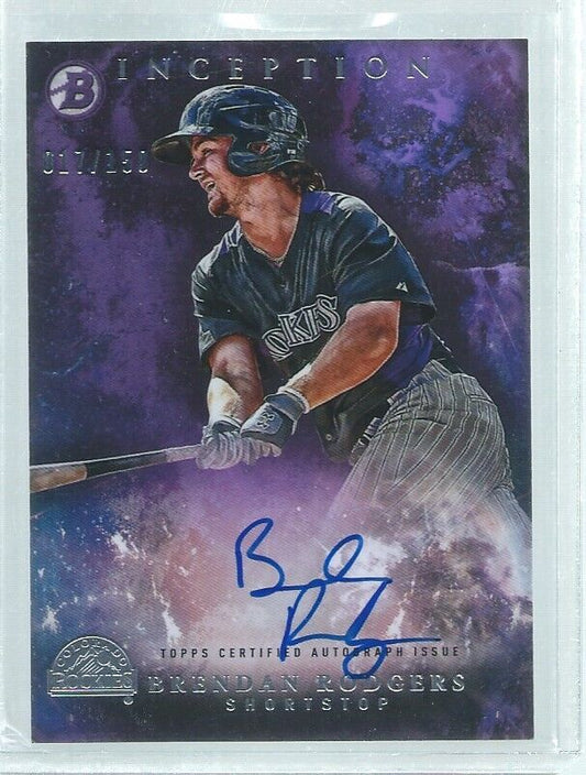 BRENDAN RODGERS 2017 BOWMAN INCEPTION ON CARD AUTO PURPLE PROSPECT #D 17/150