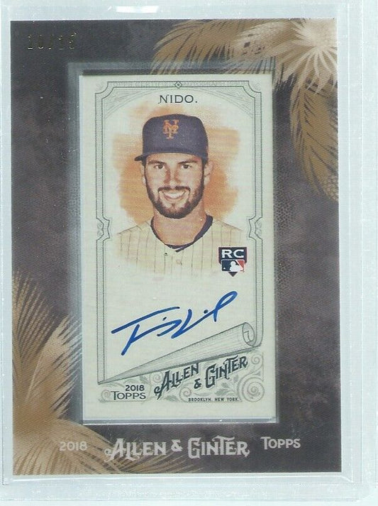 TOMAS NIDO 2018 TOPPS ALLEN & GINTER GOLD ON CARD AUTO ROOKIE RC #D 10/25