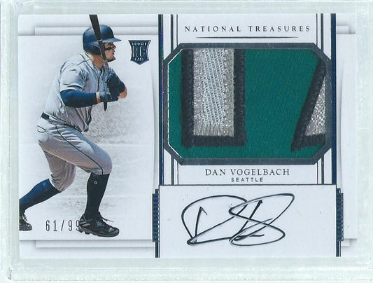 DAN VOGELBACH 2017 NATIONAL TREASURES 4 COLOR PATCH ON CARD AUTO RC #D 61/99