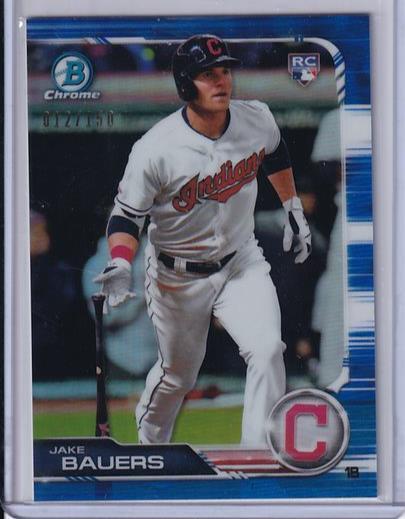 JAKE BAUERS 2019 BOWMAN CHROME BLUE REFRACTOR ROOKIE RC #D 012/150