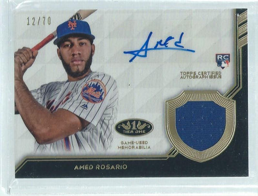 AMED ROSARIO 2018 TOPPS TIER ONE JERSEY ON CARD AUTO ROOKIE RC #D 12/70