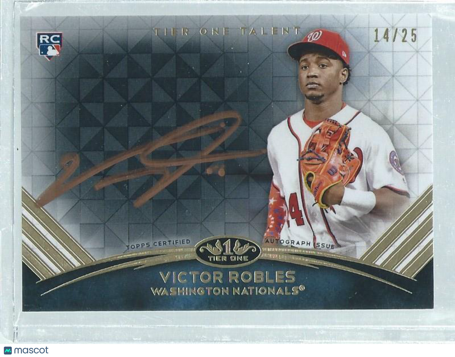 VICTOR ROBLES 2018 TOPPS TIER ONE COPPER INK ON CARD AUTO ROOKIE RC #D 14/25