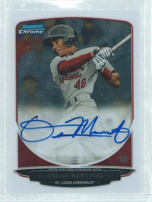 OSCAR MERCADO 2013 BOWMAN CHROME ON CARD AUTO PROSPECT