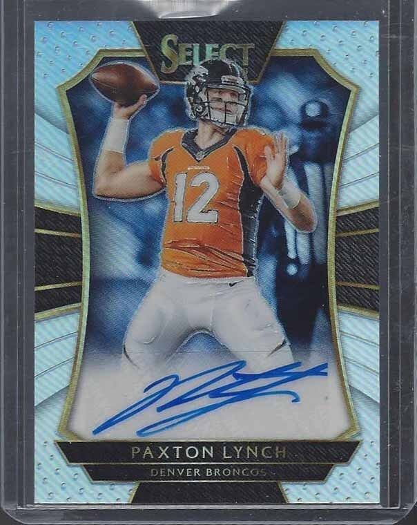 PAXTON LYNCH 2016 PANINI SELECT SILVER PRIZM BRONCOS ROOKIE AUTO RC #D 33/49