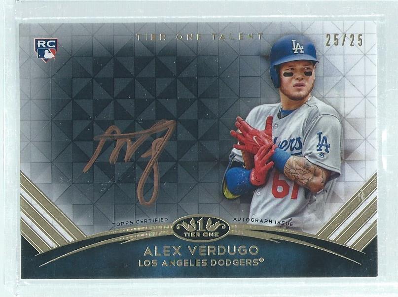 ALEX VERDUGO 2018 TOPPS TIER ONE ONCARD AUTO BLACK COPPER INK ROOKIE RC #D 25/25