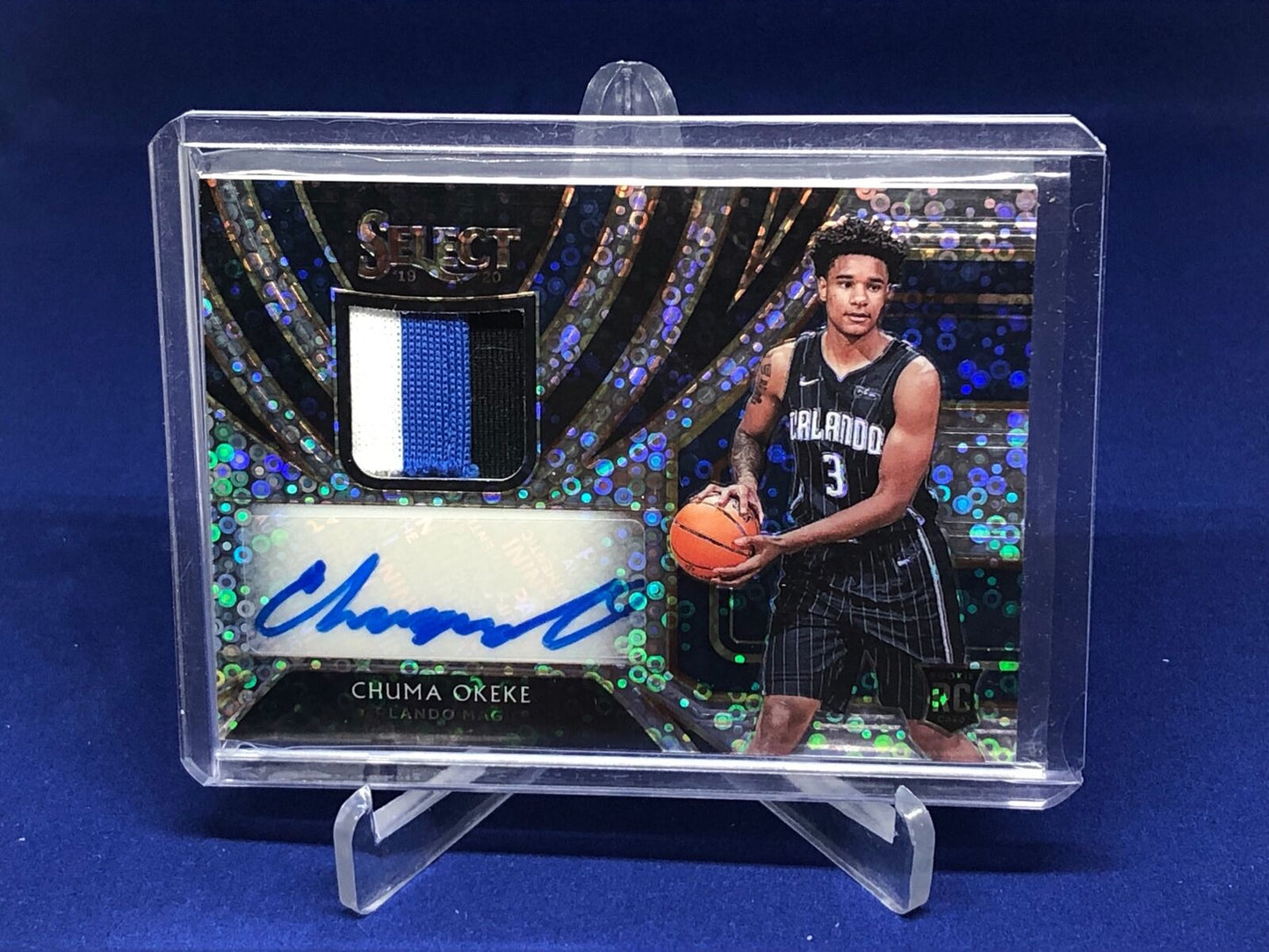 CHUMA OKEKE 2019-20 PANINI SELECT DISCO PRIZM 3 CLR PATCH AUTO RC #D 19/25