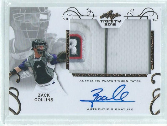 ZACK COLLINS 2016 LEAF TRINITY 4 COLOR PATCH ON CARD AUTO PROSPECT