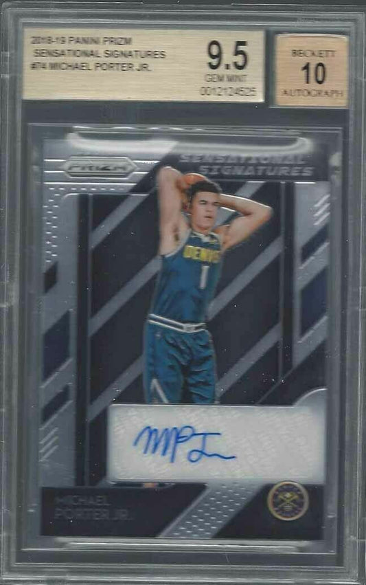 MICHAEL PORTER JR 2018-19 PANINI PRIZM SENSATIONAL ROOKIE AUTO RC BGS 9.5 10 AU