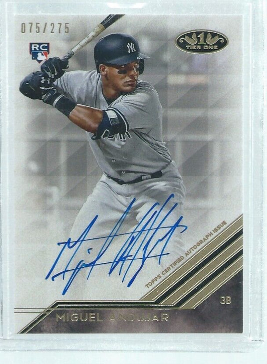 MIGUEL ANDUJAR 2018 TOPPS TIER ONE ON CARD AUTO ROOKIE RC #D 75/275