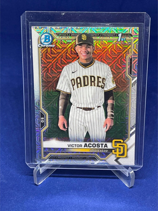 VICTOR ACOSTA 2021 TOPPS BOWMAN CHROME 1ST BOWMAN MEGA BOX REFRACTOR # 151