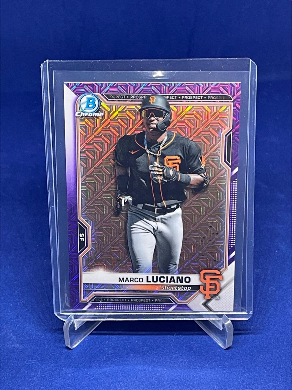MARCO LUCIANO 2021 TOPPS BOWMAN CHROME PURPLE MEGA BOX REFRACTOR #D 247/250