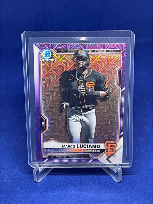 MARCO LUCIANO 2021 TOPPS BOWMAN CHROME PURPLE MEGA BOX REFRACTOR #D 247/250