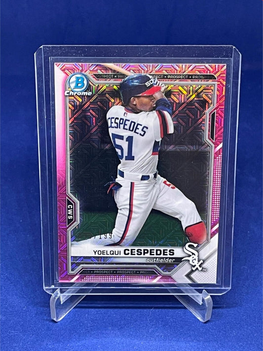 YOELQUI CESPEDES 2021 TOPPS BOWMAN CHROME PINK MEGA BOX REFRACTOR #D 99/199
