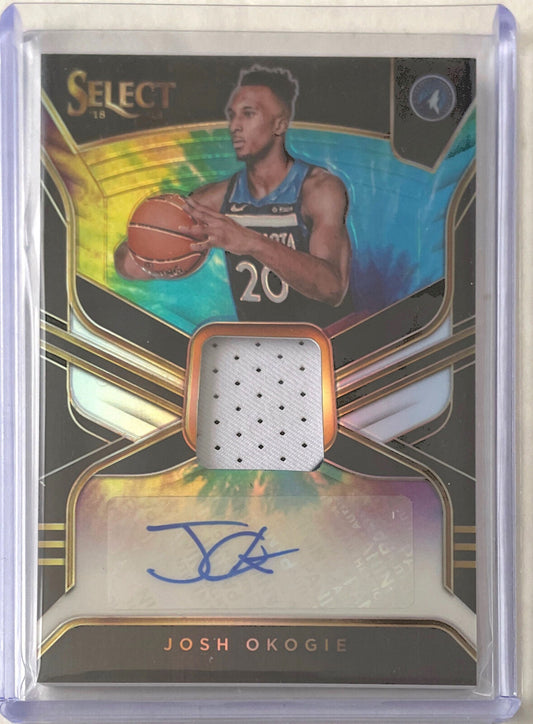 JOSH OKOGIE 2018-19 PANINI SELECT TIE-DYE PRIZM PATCH AUTO ROOKIE RC #D 23/25