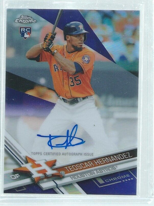 TEOSCAR HERNANDEZ 2017 TOPPS CHROME AUTO PURPLE REFRACTOR ROOKIE RC #D 139/250