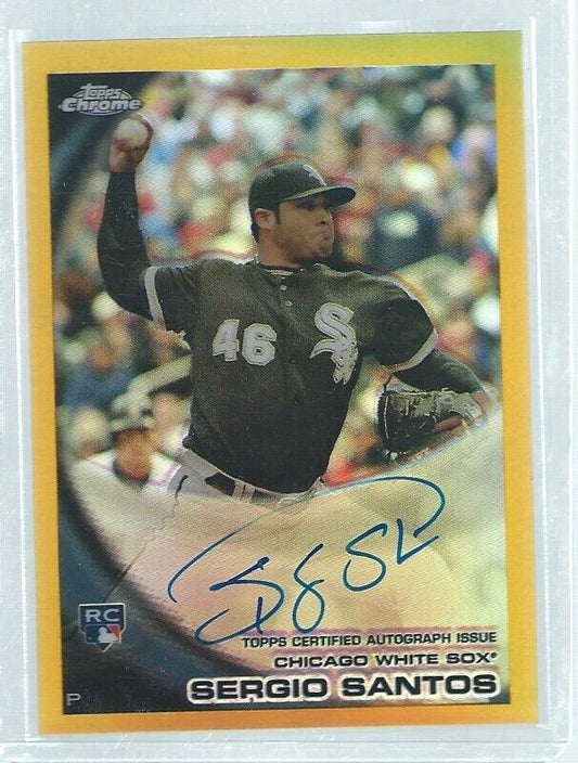 SERGIO SANTOS 2010 TOPPS CHROME ON CARD AUTO GOLD REFRACTOR RC #D 39/50