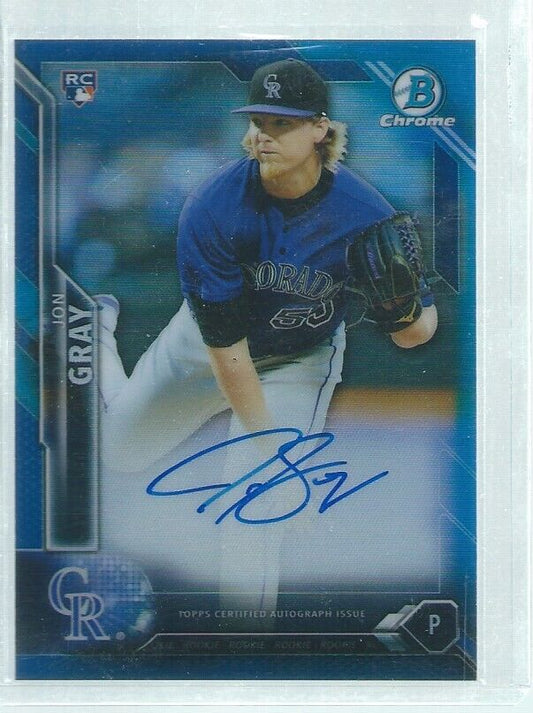 JON GRAY 2016 BOWMAN CHROME ON CARD AUTO BLUE REFRACTOR ROOKIE RC #D 46/150