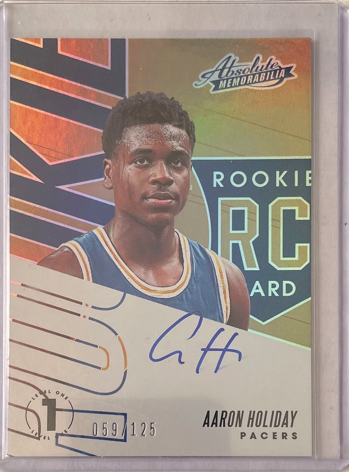 AARON HOLIDAY 2018-19 ABSOLUTE MEMORABILIA LEVEL ONE AUTO ROOKIE RC #D /125