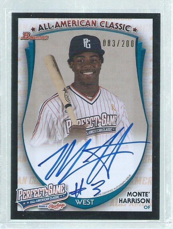 MONTE' HARRISON 2013 BOWMAN ALL AMERICAN CLASSIC ON CARD AUTO PROSPECT #D 83/200