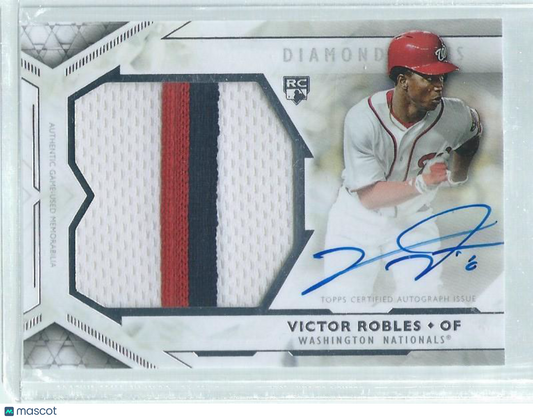 VICTOR ROBLES 2018 TOPPS DIAMOND ICONS 3 COLOR PATCH ON CARD AUTO RC #D 19/25