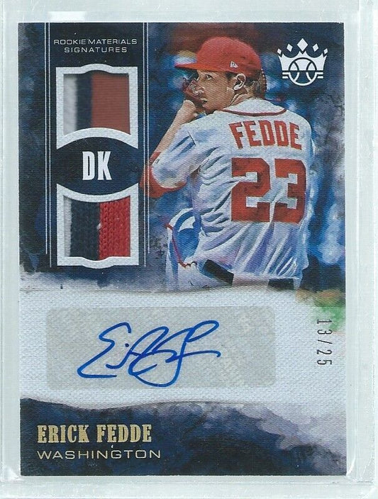 ERICK FEDDE 2018 DIAMOND KINGS DUAL 3 COLOR PATCH AUTO ROOKIE RC #D 13/25