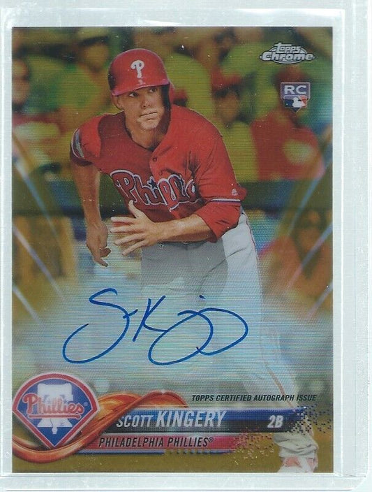SCOTT KINGERY 2018 TOPPS CHROME ON CARD AUTO GOLD REFRACTOR ROOKIE RC #D 6/50