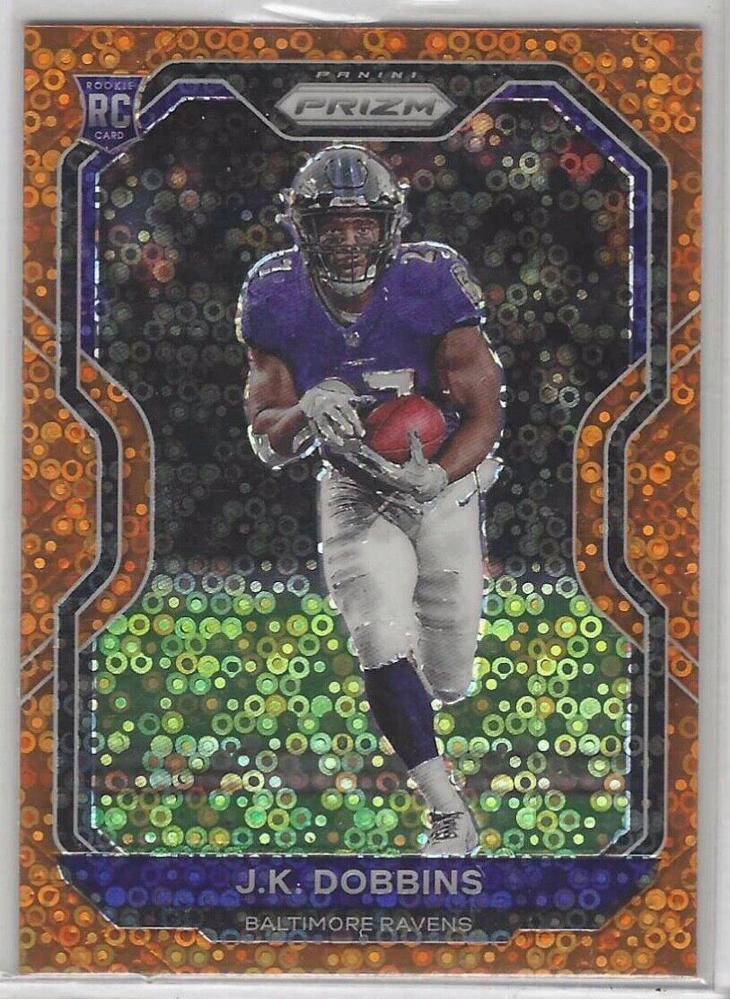 JK DOBBINS 2020 PANINI PRIZM ORANGE DISCO PRIZMS RC #379