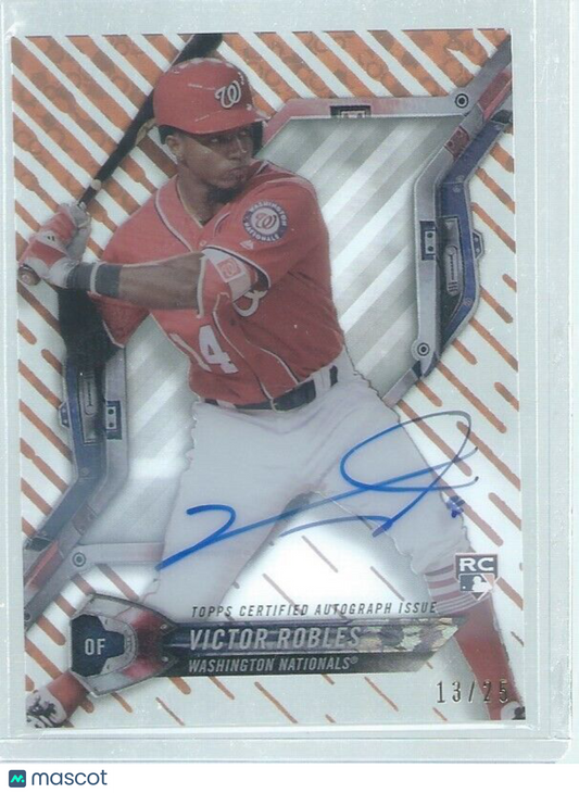 VICTOR ROBLES 2018 TOPPS BOWMAN TEK ON CARD AUTO ORANGE DIFFRACTOR ROOKIE RC /25