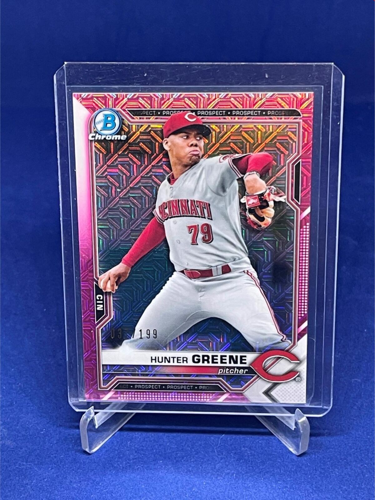 HUNTER GREENE 2021 TOPPS BOWMAN CHROME PINK MEGA BOX REFRACTOR #D 37/199