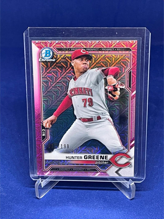 HUNTER GREENE 2021 TOPPS BOWMAN CHROME PINK MEGA BOX REFRACTOR #D 37/199