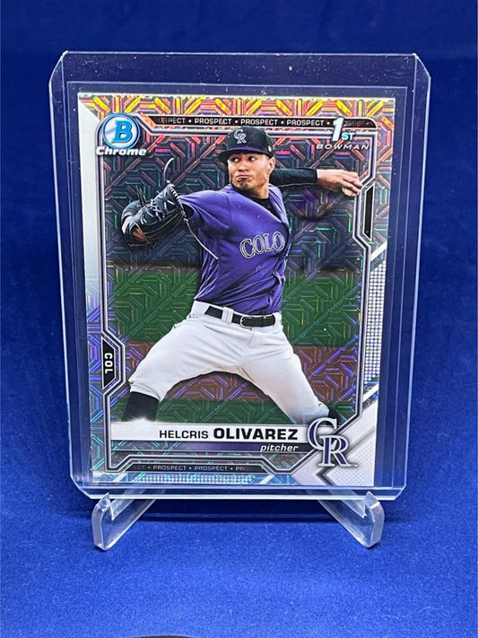 HELCRIS OLIVAREZ 2021 TOPPS BOWMAN CHROME 1ST BOWMAN MEGA BOX REFRACTOR # 154