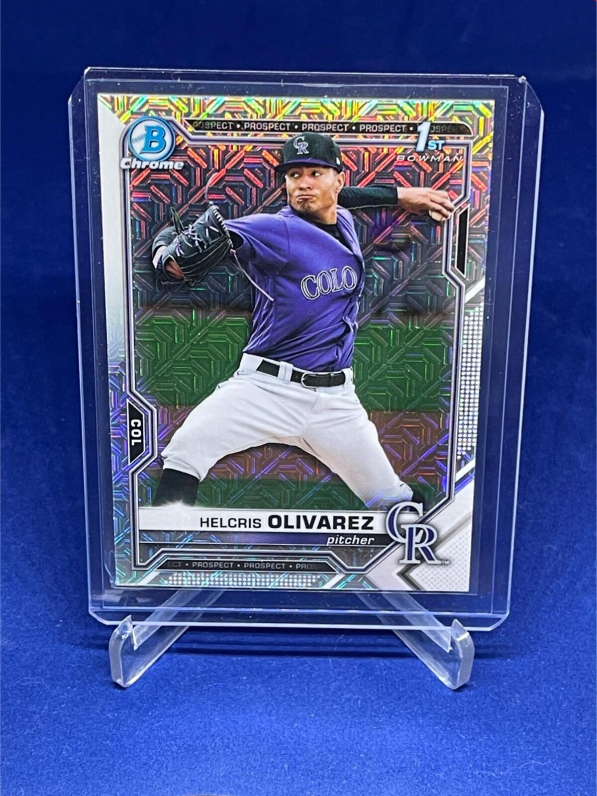 HELCRIS OLIVAREZ 2021 TOPPS BOWMAN CHROME 1ST BOWMAN MEGA BOX REFRACTOR # 154