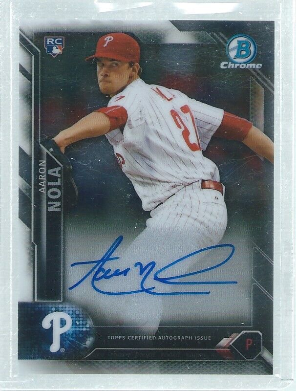 AARON NOLA 2016 BOWMAN CHROME ON CARD AUTO ROOKIE RC